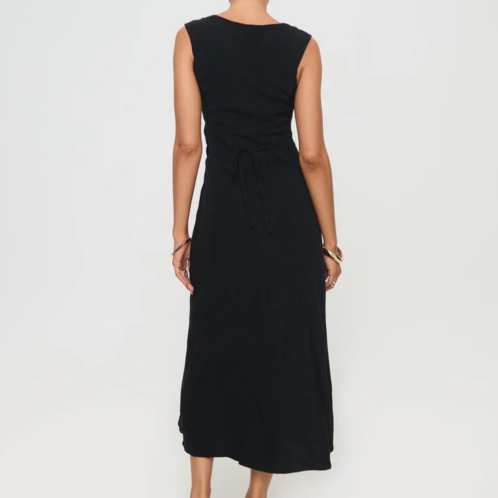 Princess Polly CHOSEN GIRL LINEN BLEND MIDI DRESS BLACK - Picture 7 of 10